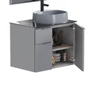 Gabinete Para Banheiro Em Aço Com Tampo De Vidro Cinza