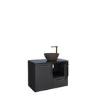 Gabinete Para Banheiro Em Aço Com Tampo De Vidro Preto