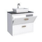 Gabinete Para Banheiro Em Aço Com Tampo Em Vidro Temperado Se