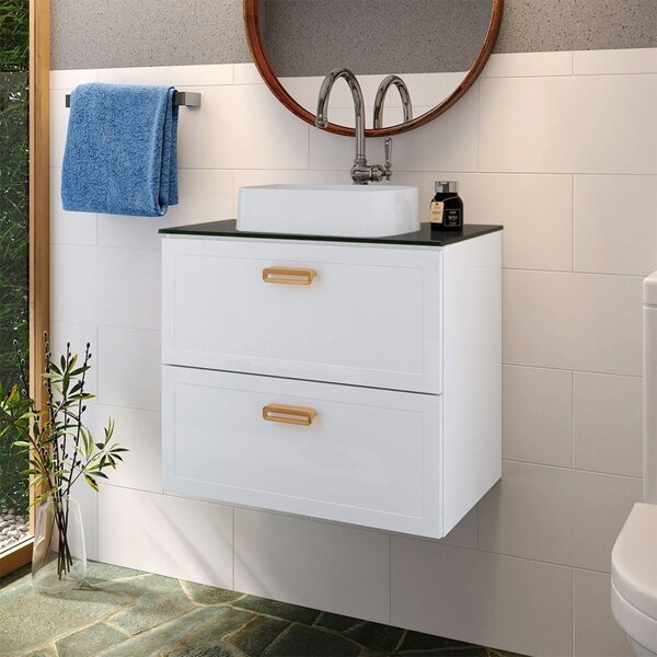 Gabinete Para Banheiro Em Aço Com Tampo Em Vidro Temperado Se