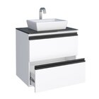 Gabinete Para Banheiro Em Aço Gaia Com Tampo De Vidro Branco