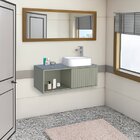 Gabinete Para Banheiro Em Madeira Com Tampo Em Vidro Sem Cuba