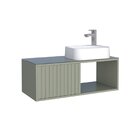 Gabinete Para Banheiro Em Madeira Com Tampo Em Vidro Sem Cuba