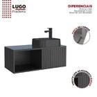 Gabinete Para Banheiro Em Madeira Com Tampo Em Vidro Sem Cuba