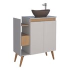 Gabinete Para Banheiro Em Madeira Lótus 80 Jequitibá/nude