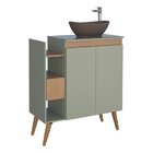 Gabinete Para Banheiro Em Madeira Lótus 80 Jequitibá/verde