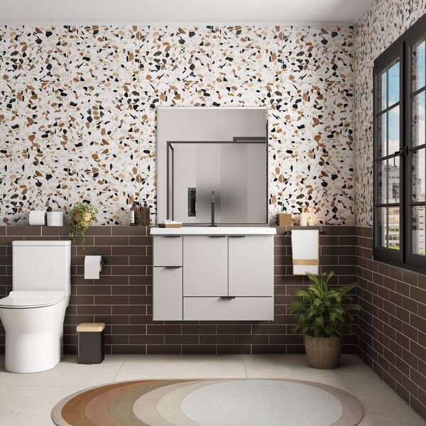 Gabinete Para Banheiro Em Madeira Orquídea 80 Nude