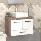 Gabinete Para Banheiro Em Madeira Sem Cuba Hibisco Cozimax Nu