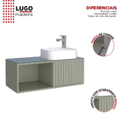 Gabinete Para Banheiro Em Madeira Suspenso Com Tampo Em Vidro