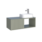 Gabinete Para Banheiro Em Madeira Suspenso Com Tampo Em Vidro