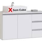 Gabinete Para Banheiro Em Mdf Branco Com Tampo De Vidro e Esp