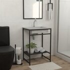 Gabinete Para Banheiro Iron Black 60cmx45cm Preto Fosco/concr