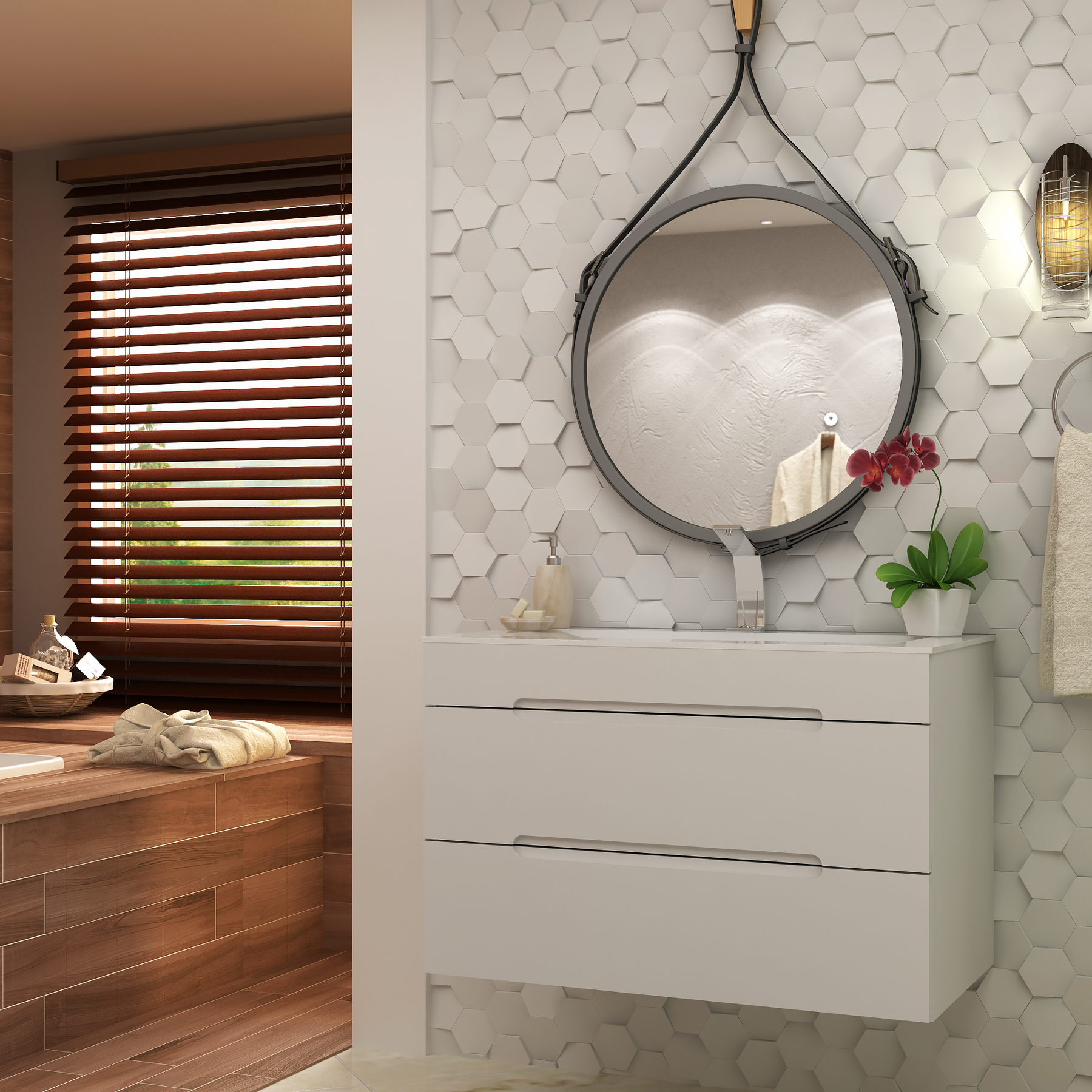 As gavetas com abertura parcial são ideais para banheiros com espaços reduzidos, pois economiza mais espaço no momento de sua abertura.