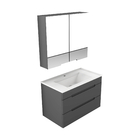 Gabinete Para Banheiro Jazz Grafite 80cm Completo Mazzu