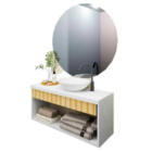 Gabinete Para Banheiro Lavabo Armário Suspenso 60cm Branco/Ri