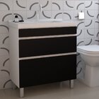 Gabinete Para Banheiro Lina Em Mdf Branco E Preto Com Tampo E