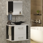 Gabinete Para Banheiro Lion Preto C/ Espelheira  S/ Cuba