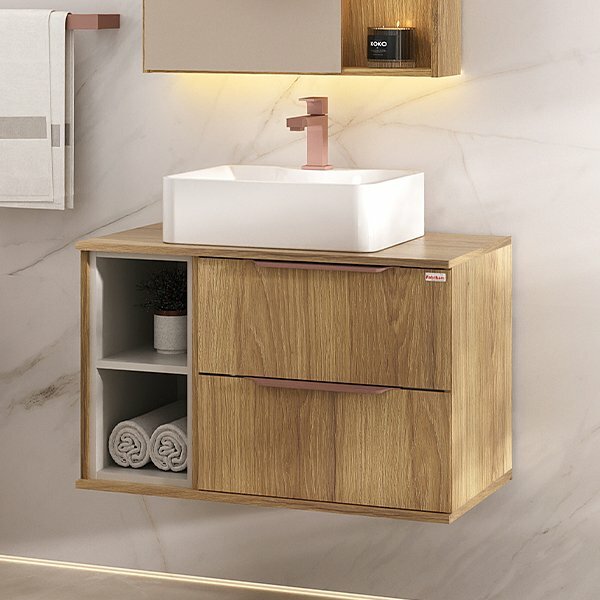 Gabinete Para Banheiro Lívia 80 Suspenso - Fabribam Catedral