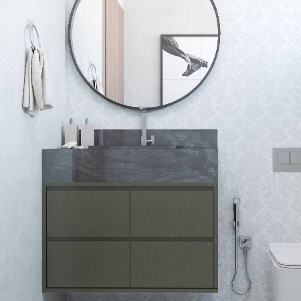 Gabinete para Banheiro Marselha Inox MDF 80X43X50 Bongut