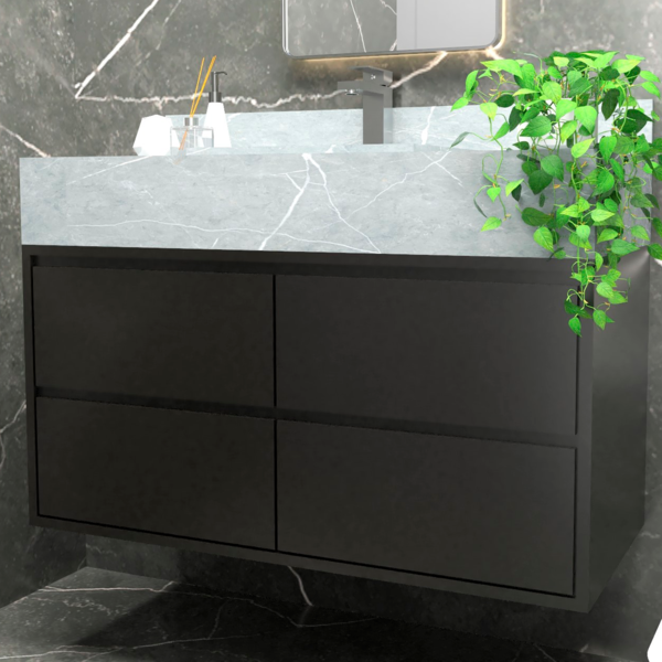 Gabinete para Banheiro Marselha Preto 50x43x100 Bongut