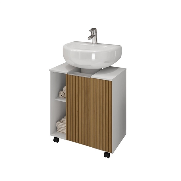 Gabinete Para Banheiro Pequin Branco Ripado – Bechara Móveis