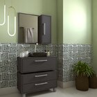 Gabinete Para Banheiro Suspenso 80cm Alice Com Balcão 2 Gavet