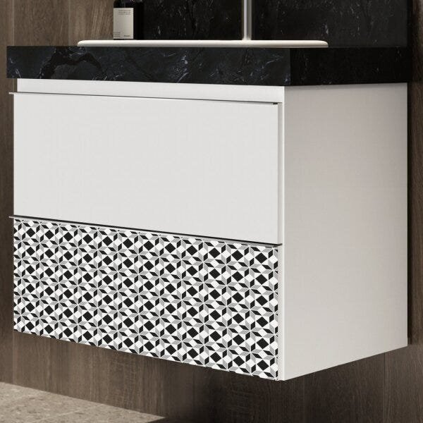 Gabinete Para Banheiro Suspenso 80cm Sem Lavatório  Branco/mo