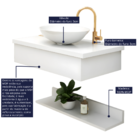 Gabinete Para Banheiro Suspenso C/Prateleira e Cuba Branco 60