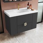 Gabinete Para Banheiro Suspenso Com Cuba Yescasa Grafite