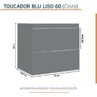 Gabinete Para Banheiro Suspenso Liso 60cm Sem Lavatório Cinza