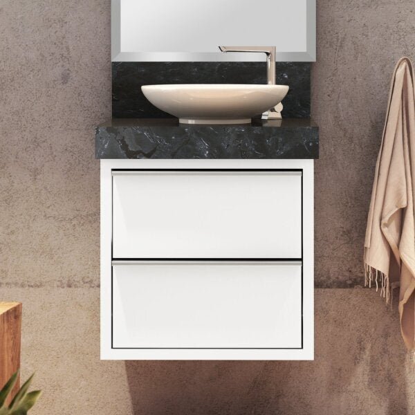 Gabinete Para Banheiro Suspenso Top 50cm Branco/branco