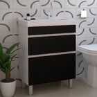 Gabinete Para Banheiro Ully Em Mdf Branco E Preto - 66x40cm