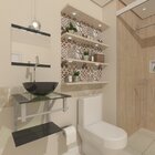 Gabinete Para Banheiro Vidro 40 Cm Cuba Redonda E Espelheira