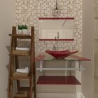 Gabinete Para Banheiro Vidro 60 Cm Cuba Quadrada E Espelheira