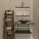 Gabinete Para Banheiro Vidro 60 Cm Cuba Quadrada E Espelheira