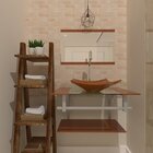 Gabinete Para Banheiro Vidro 60 Cm Cuba Quadrada E Espelheira