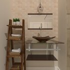 Gabinete Para Banheiro Vidro 60 Cm Cuba Quadrada E Espelheira