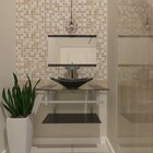 Gabinete Para Banheiro Vidro 60 Cm Cuba Quadrada E Espelheira