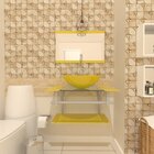 Gabinete Para Banheiro Vidro 60 Cm Cuba Redonda E Espelheira