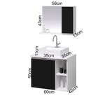 Gabinete Para Banheiro Virtus 60cm Com Cuba E Espelho Branco/