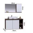 Gabinete Para Banheiro Virtus 80cm Com Cuba E Espelho Madeira