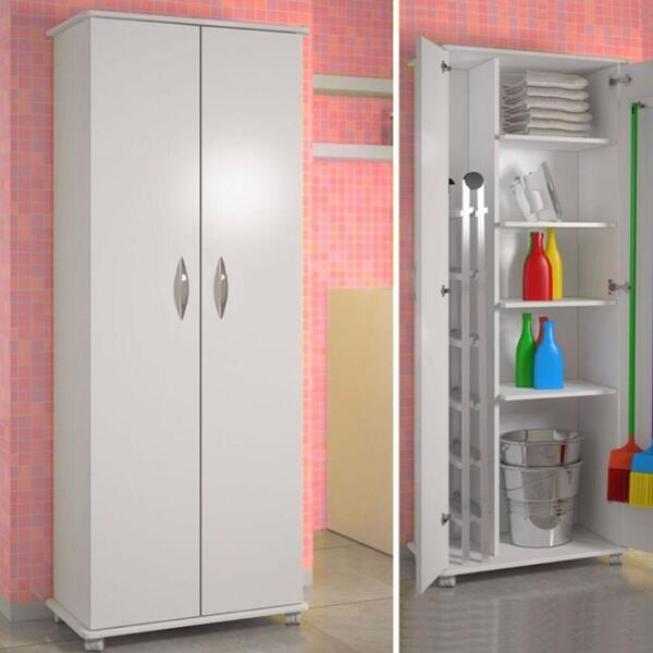 Gabinete Para Lavand Balcão Armário Branco Com 2 Portas Alto