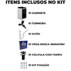 Gabinete Para Lavanderia Com Tanque Preto 01 Porta + Torneira