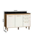 Gabinete Para Pia 1,20m 2 Portas 3 Gavetas Com Tampo Freijó O