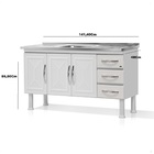 Gabinete Pia Cozinha Armário 3 Gavetas Espaçosas Resistente G