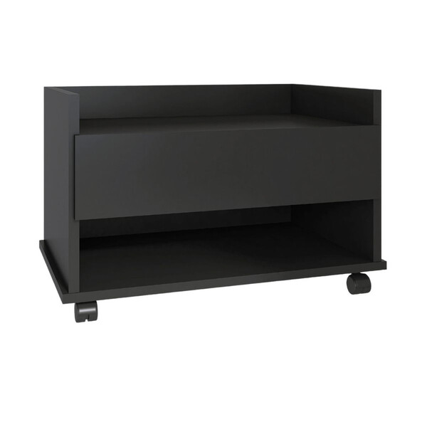 Gabinete Preto Armario Banheiro 60cm 1 Gaveta Com Rodizio - E