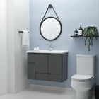 Gabinete Preto Madeira Orquídea Com Pia 80x59cm e Kit Hidrául