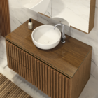 Gabinete Ripado para Banheiro 45x80x40cm com Tampo de Vidro Freijó Astral Design