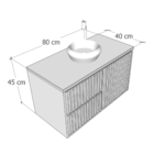 Gabinete Ripado para Banheiro 45x80x40cm com Tampo de Vidro Freijó Astral Design