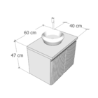 Gabinete Ripado para Banheiro 47x60x40cm com Tampo de Vidro Cinza Matt Astral Design